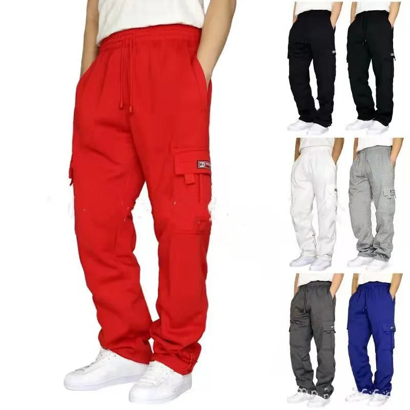 Pantalon décontracté pour homme 2026 – Survêtement uni multi-poches pour homme, automne-hiver, coupe oversize