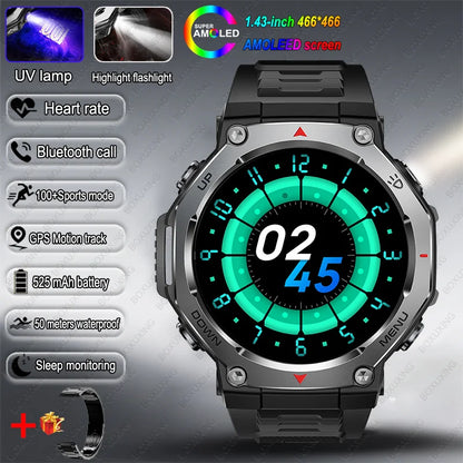 Montre Connectée Sport ZYKEXUAN T-Rex3 — AMOLED 1,43", Étanche 10 ATM, Boussole, Altimètre, 100+ Sports, 13 Coloris | TechNova X
