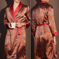Kimono Peignoir Satin Imprimé Homme — Robe de Chambre avec Poches, Col en V