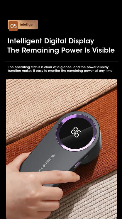Rasoir Anti-Bouloches Électrique Rechargeable USB — 8000 tr/min, Lame 6 Feuilles & Affichage Numérique