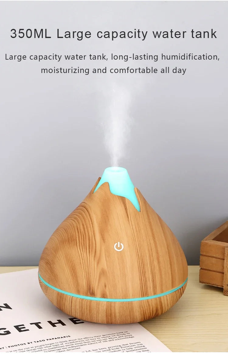 Humidificateur Diffuseur Arômes Design Bois — Ultrasonique, LED 7 Couleurs & USB 5V (200ml/350ml)