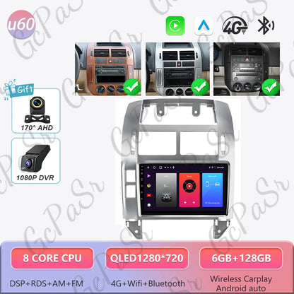 Autoradio Android 16 pour Volkswagen VW Polo MK4 6Q 9N 9N3 2004-2009 Lecteur multimédia Stéréo auto WiFi Navigation autoradio 4G