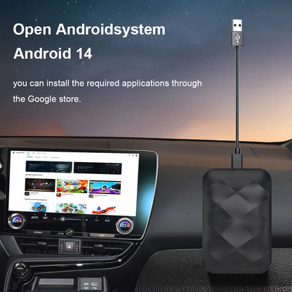 XUDA Android14 sans fil CarPlay/Android Auto 3in1 nouveau CarPlay Ai Box 4 cœurs 4GB RAM + 64GB ROM Plug and Play Transmission Stable