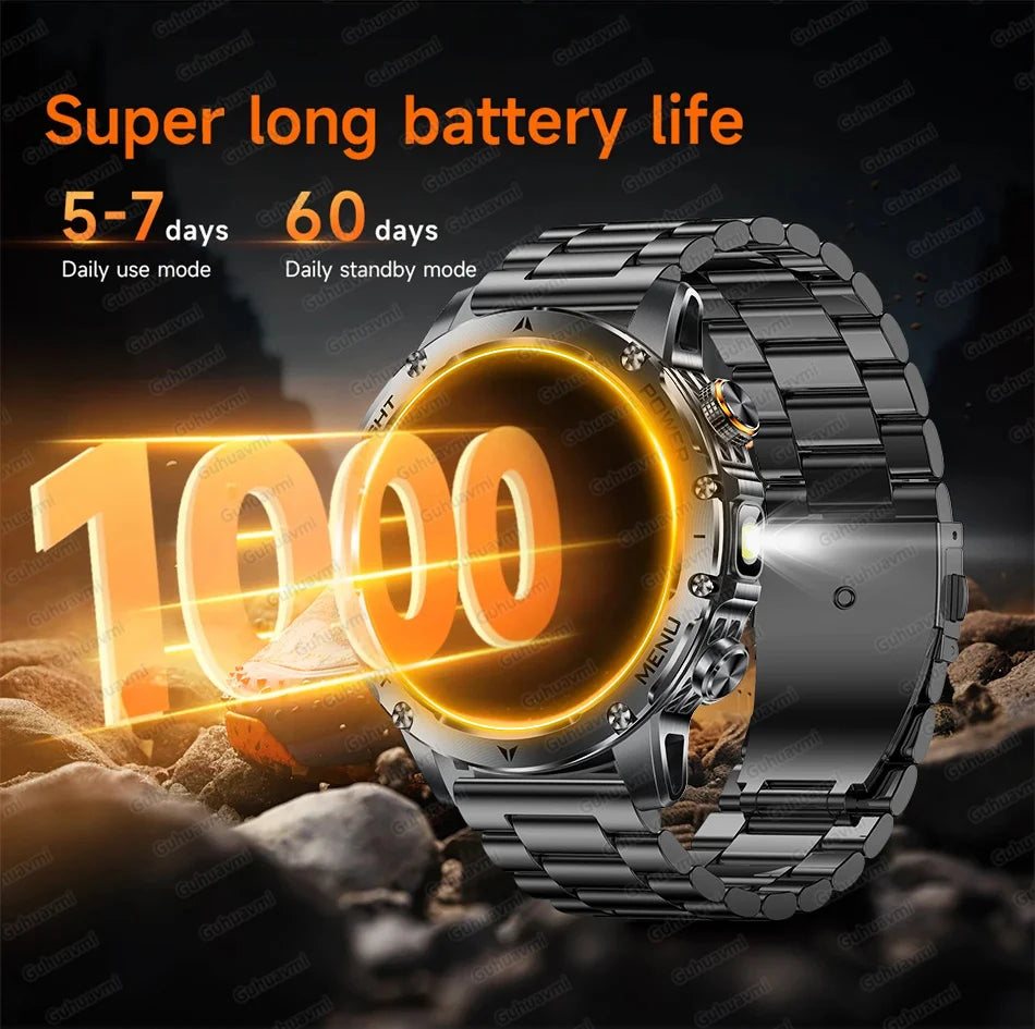 Montre Connectée Sport Militaire AK87 — AMOLED 1,7", GPS, NFC, Étanche IP68, Batterie 1000 mAh, 100 Jours | TechNova X