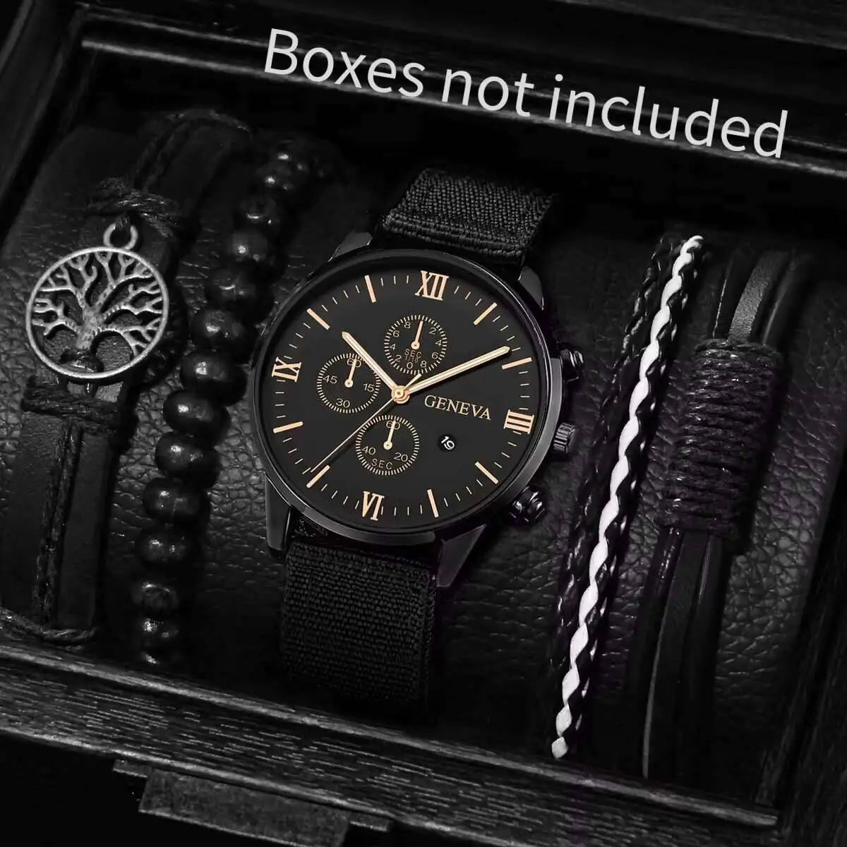 Montre Homme Quartz — Cadran Chiffres Romains + 3-4 Bracelets Interchangeables Cuir & Nylon