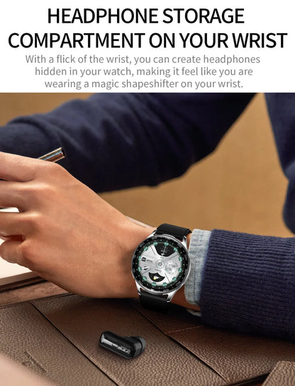 Montre Connectée 2-en-1 avec Écouteurs TWS Intégrés — Écran 1,39", IP67, BT 5.0, Suivi Santé Complet, 3 Coloris | TechNova X