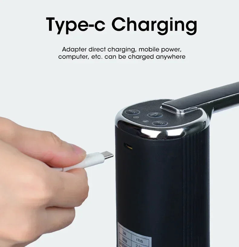 Pompe à Eau Électrique Pliable Rechargeable USB — 1200mAh, Matériau Alimentaire & 1 Semaine d'Autonomie