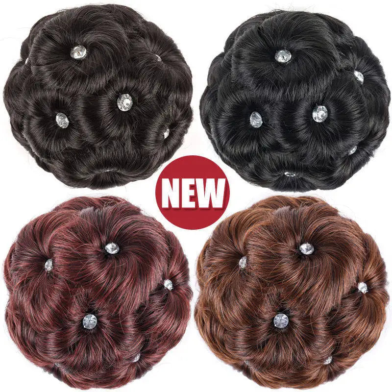 Chignon Bouclé Synthétique Clip-In AOSI Queen — Fibre Haute Température, Postiche Beignet Neuf Fleurs, 7 Couleurs | TechNova X