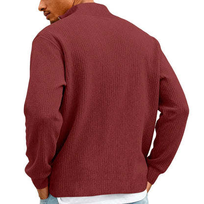 Sweat Col Polo Homme — Manches Longues, Fermeture Éclair, Coupe Ample | Automne-Hiver