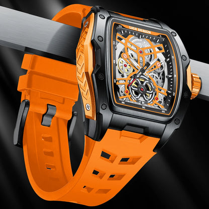 Montre Mécanique Automatique Homme LIGE — Squelette Tourbillon, Boîtier Carré, Étanche 3 ATM, 4 Coloris | TechNova X
