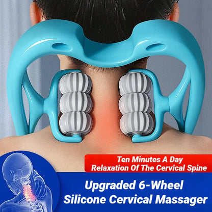 Manual massager for the spine, neck, shoulders, and back, handheld kneading massage device for at-home relaxation