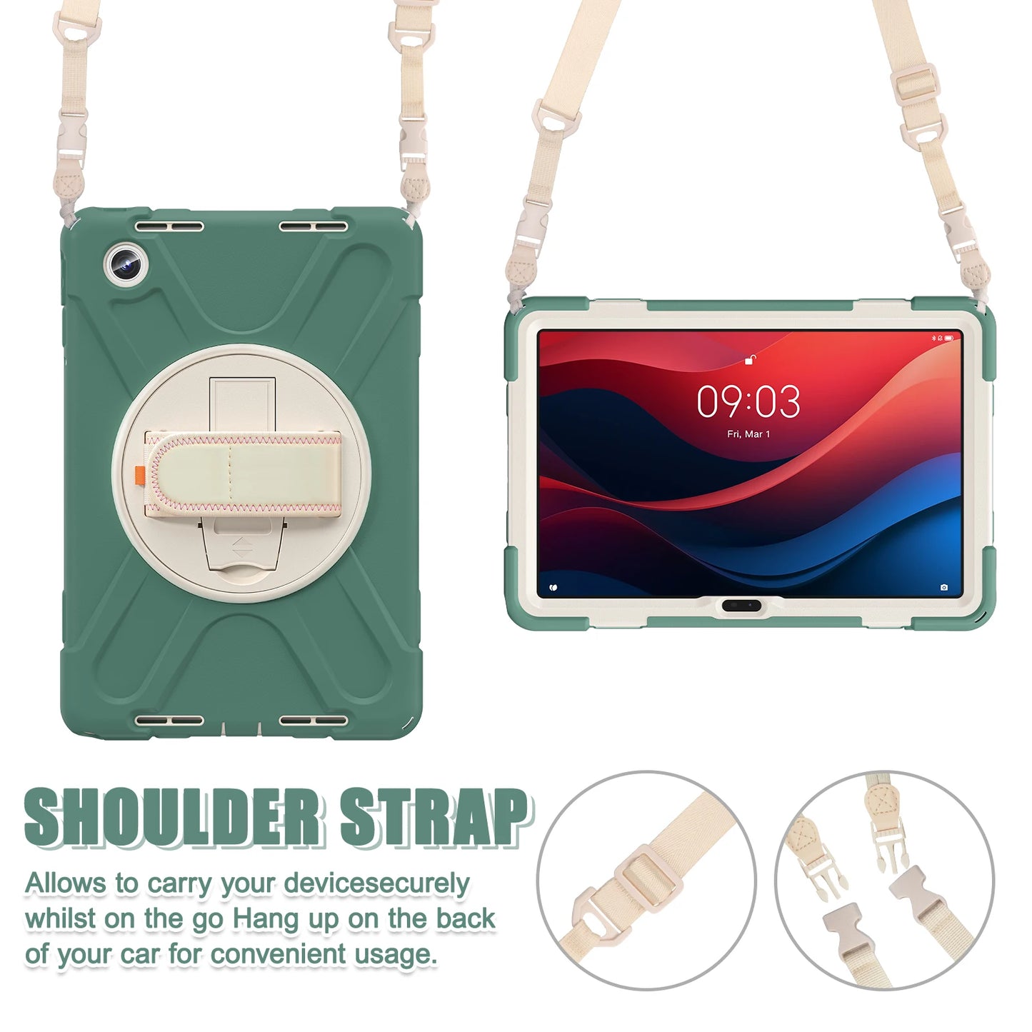 Pour Lenovo Xiaoxin Pad 2024 Tab M11 TB-330FU TB-331FC 11 pouces étui robuste housse hybride avec bandoulière antichoc Capa