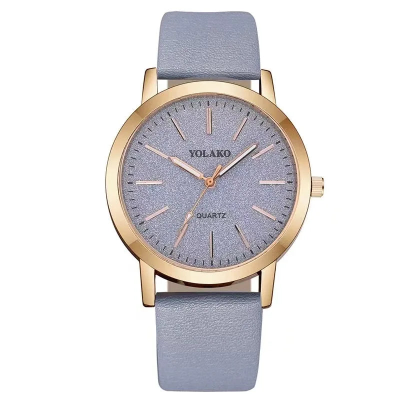 Montre Femme Quartz Minimaliste ZK0527 — Bracelet Cuir 18mm, Cadran Rond 40mm, 5 Coloris