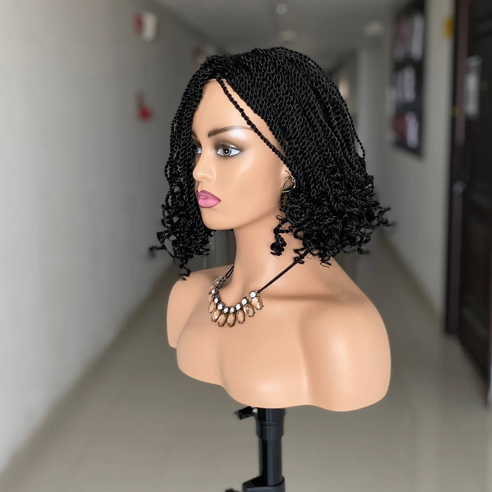 Perruque Tressée Synthétique Crochet UMOT — Style Africain Court Crépu, Fibre Haute Température, Bonnet Taille Moyenne | TechNova X