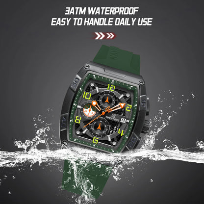 Montre Quartz Sport Homme NAVIFORCE NF8052 — Grand Cadran 44 mm, Chronographe, Aiguilles Lumineuses, Bracelet Silicone, 13 Coloris | TechNova X
