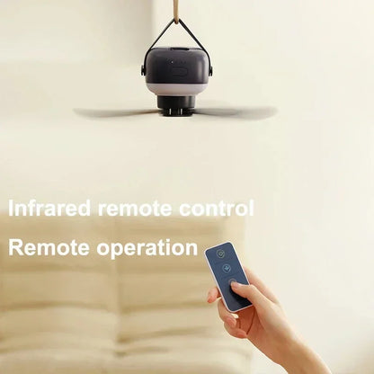 Ventilateur Plafond Portable Camping — LED, Télécommande, 4 Vitesses & Batterie 3600/7200mAh