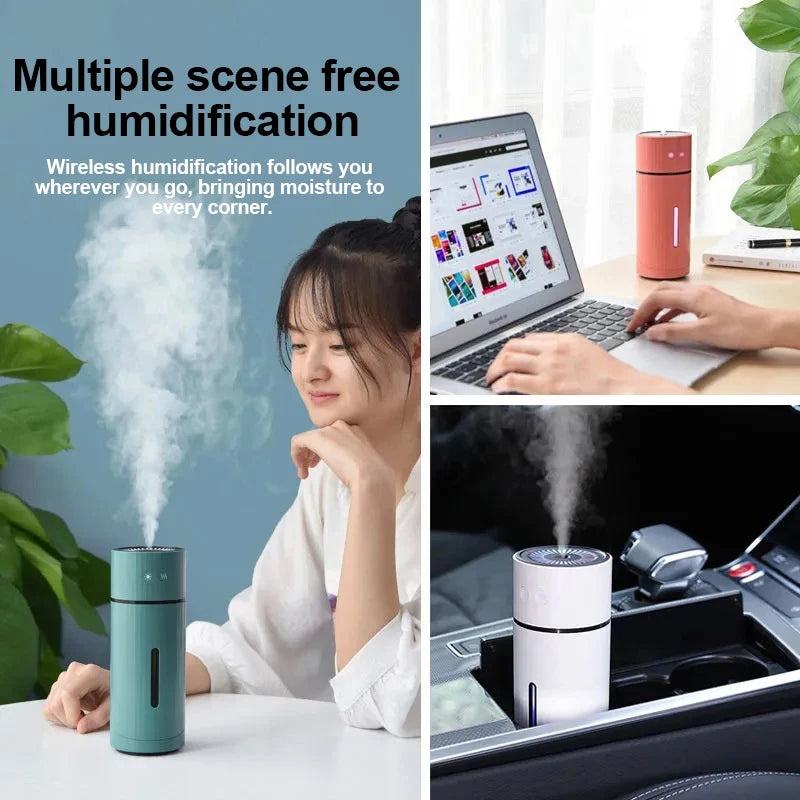 Humidificateur Diffuseur Sans Fil 260ml — Nano-Spray, Buse 90°, Veilleuse LED & Batterie 1000mAh