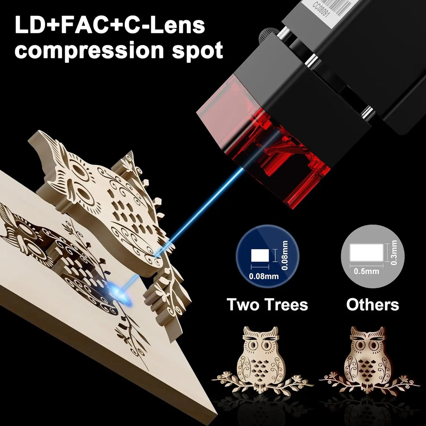 Graveur Laser deux arbres TTS 10 Pro, avec contrôle hors ligne Wifi, Machine de gravure Laser 10W pour la sculpture sur verre, métal et cuir