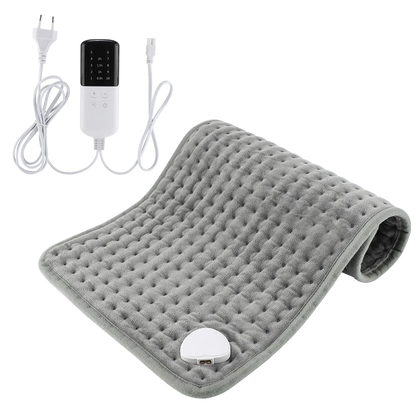Coussin Chauffant Électrique 60x30cm — 10 Niveaux 30-70°C, Minuterie & Micro-Velours Lavable