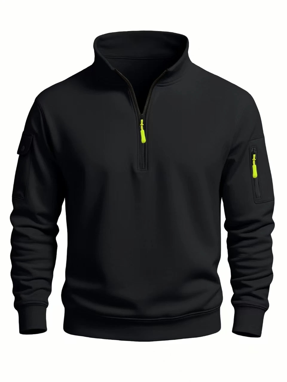 Sweat-Shirt Homme Demi-Zip Col Haut — Sport Décontracté, Coupe-Vent | Automne-Hiver