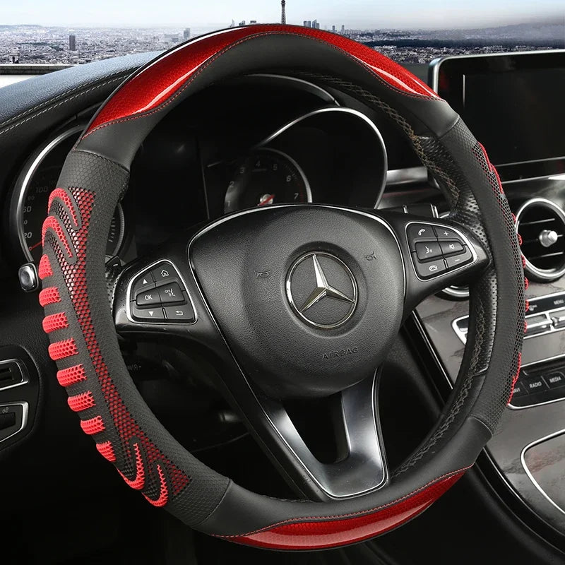 Housse de volant de voiture en nid d'abeille tridimensionnel, housse en cuir Durable avec doublure antidérapante universelle 14.5-15 pouces