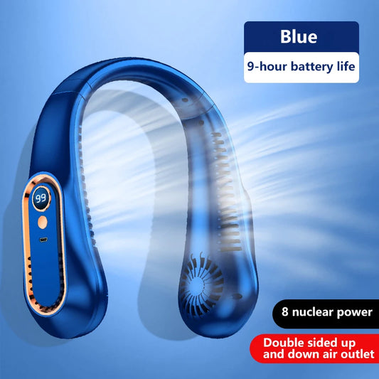 Ventilateur de Cou Sans Pales 7000mAh — Affichage LED, Minuterie 2-8h & Rechargeable USB