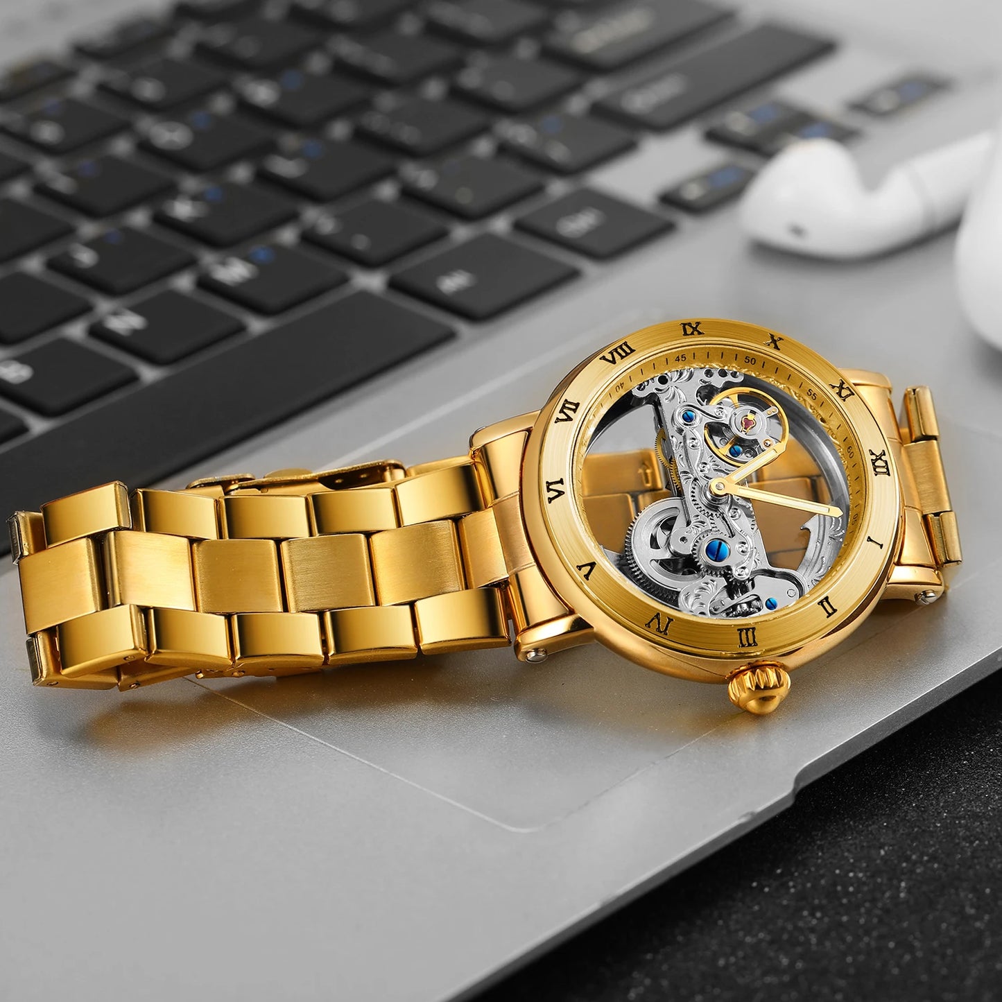 Montre Mécanique Automatique Squelette FORSINING FS134 — Aiguilles Lumineuses, Bracelet Cuir ou Acier
