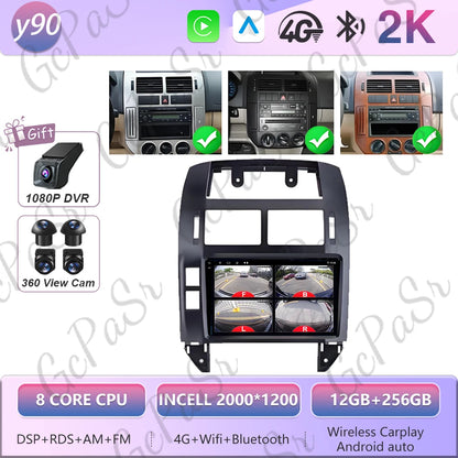 Autoradio Android 16 pour Volkswagen VW Polo MK4 6Q 9N 9N3 2004-2009 Lecteur multimédia Stéréo auto WiFi Navigation autoradio 4G