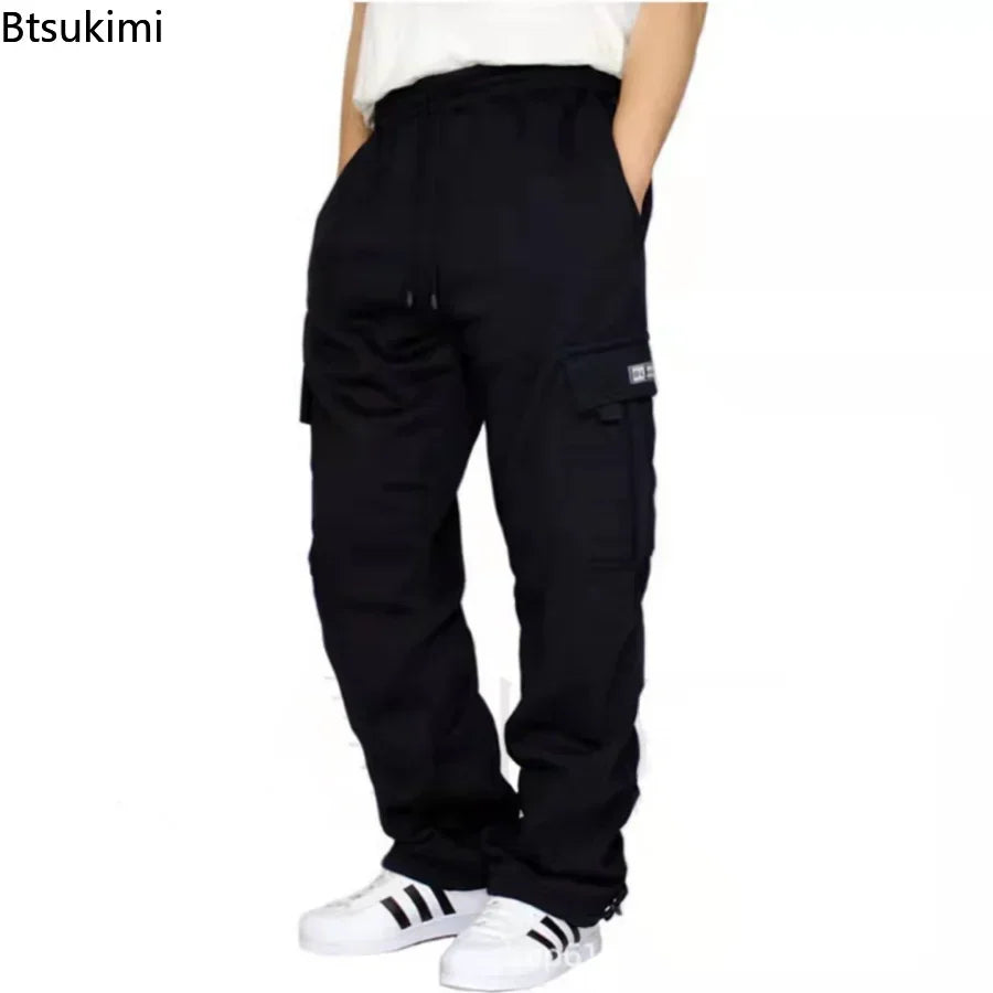 Pantalon décontracté pour homme 2026 – Survêtement uni multi-poches pour homme, automne-hiver, coupe oversize
