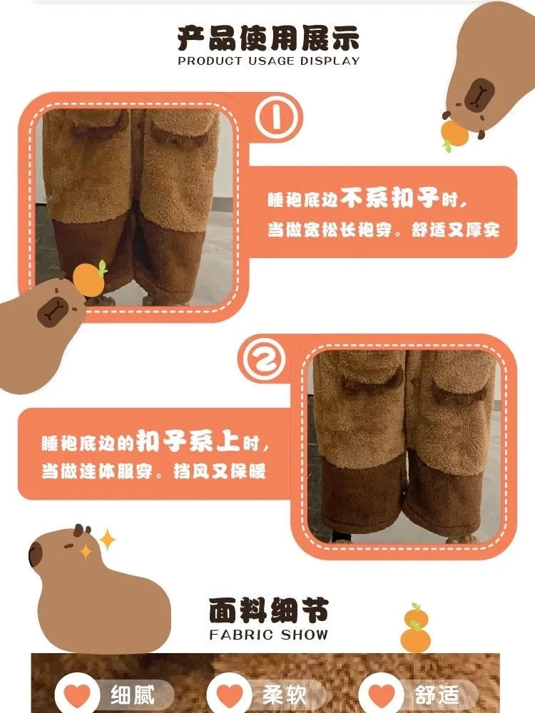 Adulte Capybara Robes Onesies Pyjamas Dessin Animé Pyjama Animal Kigurumi Pantoufle Halloween Cosplay Costumes Chaud Vêtements De Nuit Combinaison