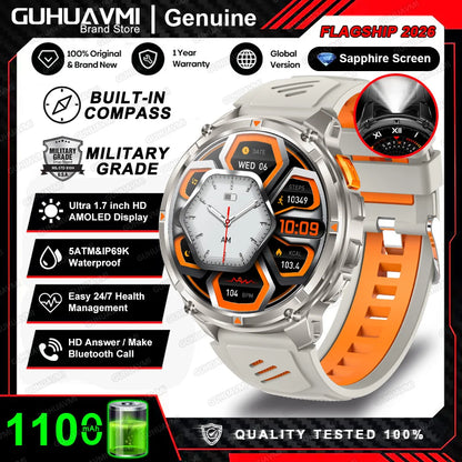 Smartwatch GPS GUHUAVMI T-Rex3 Pro 2026 — AMOLED 1,7", 1100mAh, 10 ATM, 100+ Sports, 15 Variantes