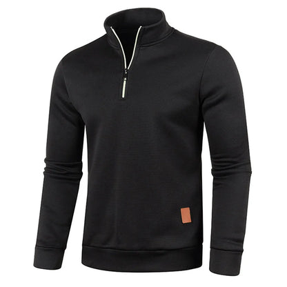 Pull à col roulé avec fermeture éclair pour homme, sweat-shirt d'extérieur, pull à demi-fermeture éclair, vêtements solides, PVD, printemps, automne