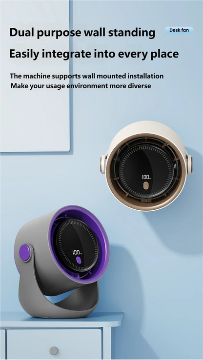 Ventilateur Mural Sans Perçage USB — Silencieux, Rechargeable & Circulation d'Air 360°
