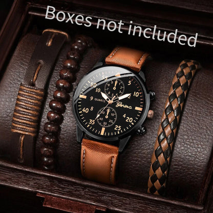 Montre Homme Quartz — Cadran Chiffres Romains + 3-4 Bracelets Interchangeables Cuir & Nylon