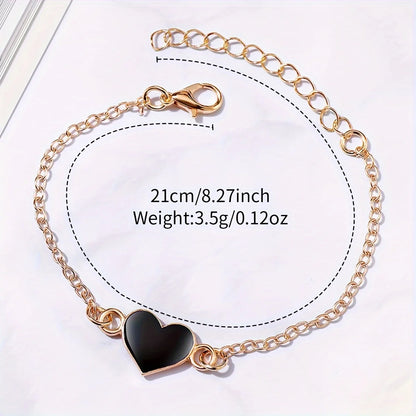 Coffret 2 Pièces Femme Strass — Montre Quartz Bracelet Cuir PU & Bracelet Cœur Assorti