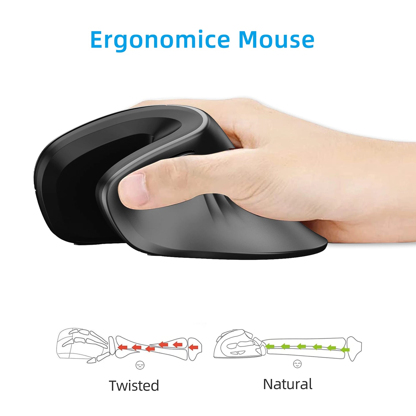 Souris Verticale Sans Fil T27 — Ergonomique, Silencieuse, 3200 DPI | TechNova X