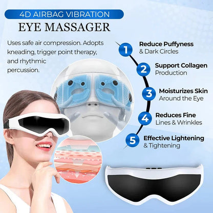 Masque de massage électrique pour les yeux, amélioration de la vision des yeux, migraine, front, lunettes de soins des yeux, massage sans fil, vibration, soins de santé