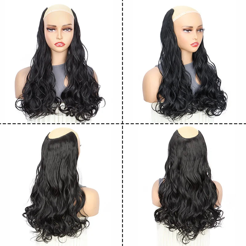 Extension Capillaire Synthétique Bouclée Forme V — 20 Pouces, 4 Clips, Fibre Haute Température, 7 Teintes | TechNova X