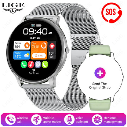 Smartwatch LIGE 2025 — Bluetooth 5.3, Écran 1,39", Santé 24h, IP68