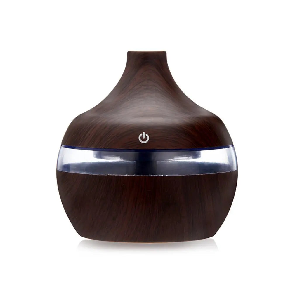 Humidificateur Ultrasonique 300ml Design Bois — LED 7 Couleurs, Commande Tactile & USB 5V