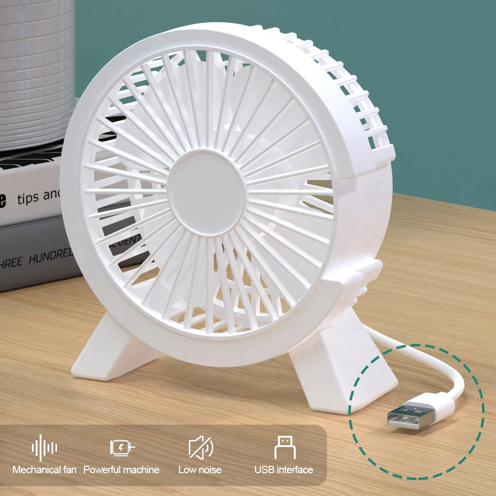 Mini Ventilateur USB Bureau 4 Pouces — Silencieux, Base Stable & 3 Coloris