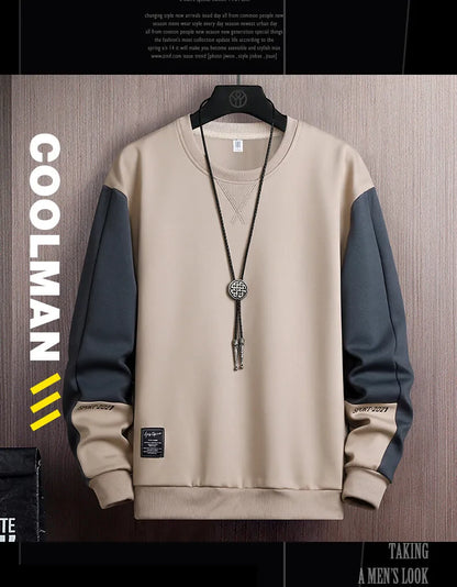 Sweat-shirt Homme Col Rond — Coupe Ample | Motif Patchwork | Style Décontracté | 4 Saisons | 3 Coloris | M–5XL