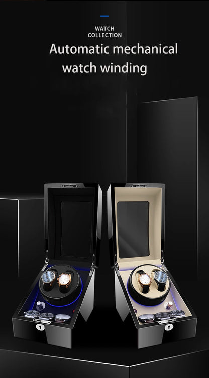 Remontoir de Montre IBBETON — Fibre de Carbone & Bois, Moteur Mabuchi Silencieux, LED