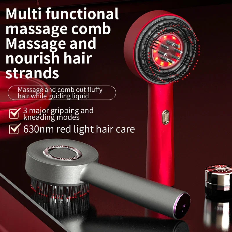 Peigne de Massage électrique, thérapie à la lumière rouge, Vibration, croissance des cheveux, brosse pour cuir chevelu, Anti-perte de cheveux, applicateur d'huile liquide