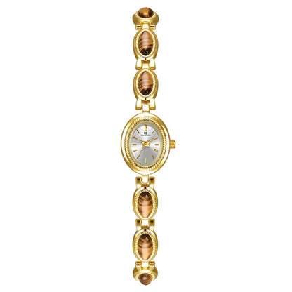 Montre Quartz Femme Bracelet Élégant — Boîtier Ovale 24 mm, Acier Inoxydable, Verre Hardlex, 3 ATM, 16 Coloris | TechNova X