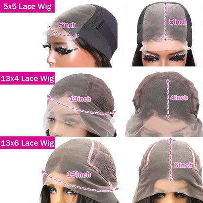 Perruque Cheveux Humains Lace Front HD — 13x4 / 13x6 / 5x5 | Densité 250% | 16-42 Pouces | Sans Colle