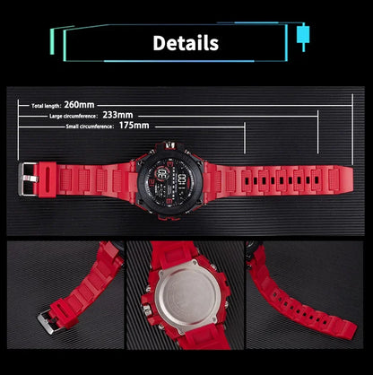 Montre Sport Digitale YIKAZE A69270 — Grand Cadran 56mm, LED, Chronomètre, Alarme, 3 ATM