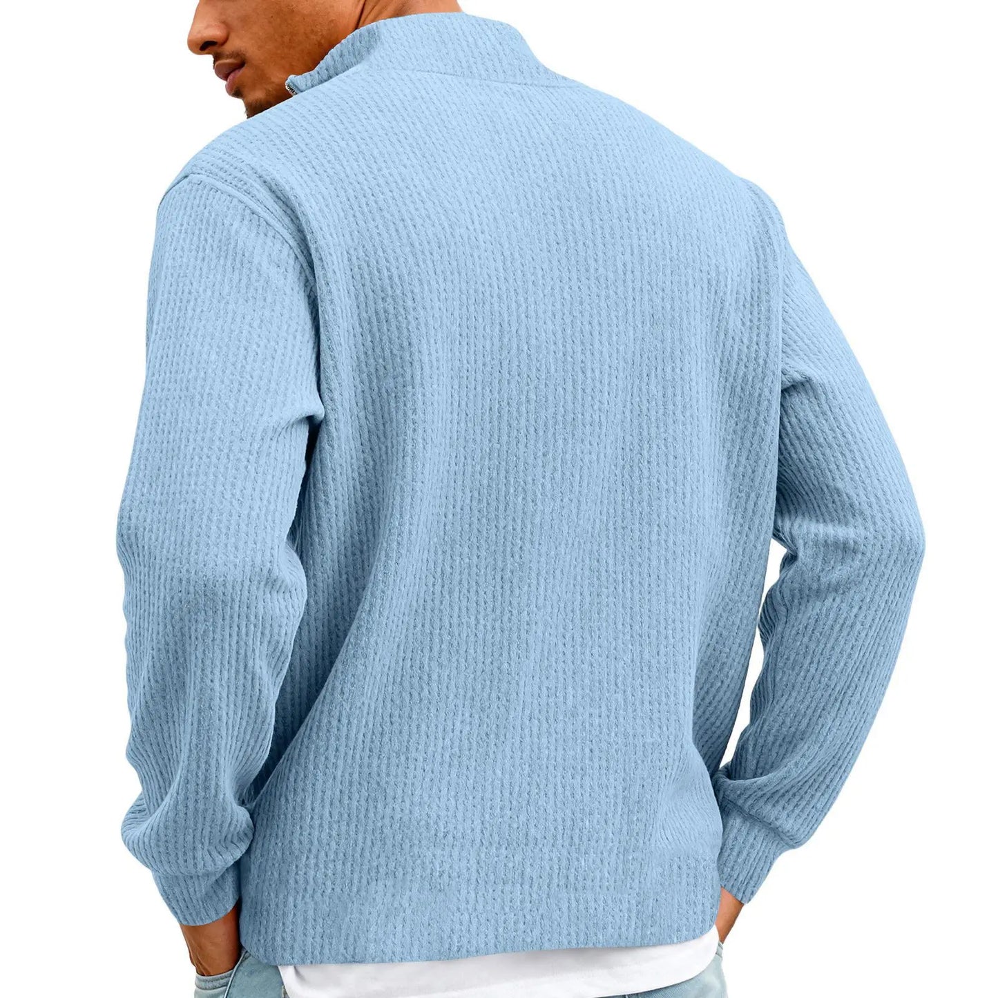 Sweat Col Polo Homme — Manches Longues, Fermeture Éclair, Coupe Ample | Automne-Hiver