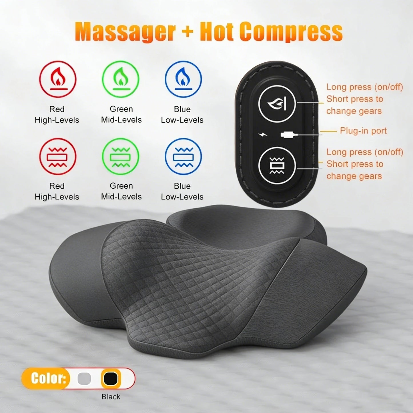 Oreiller masseur de cou électrique civière cervicale chauffage Vibration Massage dos Traction orthopédique oreillers de couchage soutien