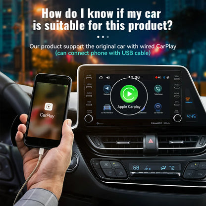 XUDA Android14 sans fil CarPlay/Android Auto 3in1 nouveau CarPlay Ai Box 4 cœurs 4GB RAM + 64GB ROM Plug and Play Transmission Stable